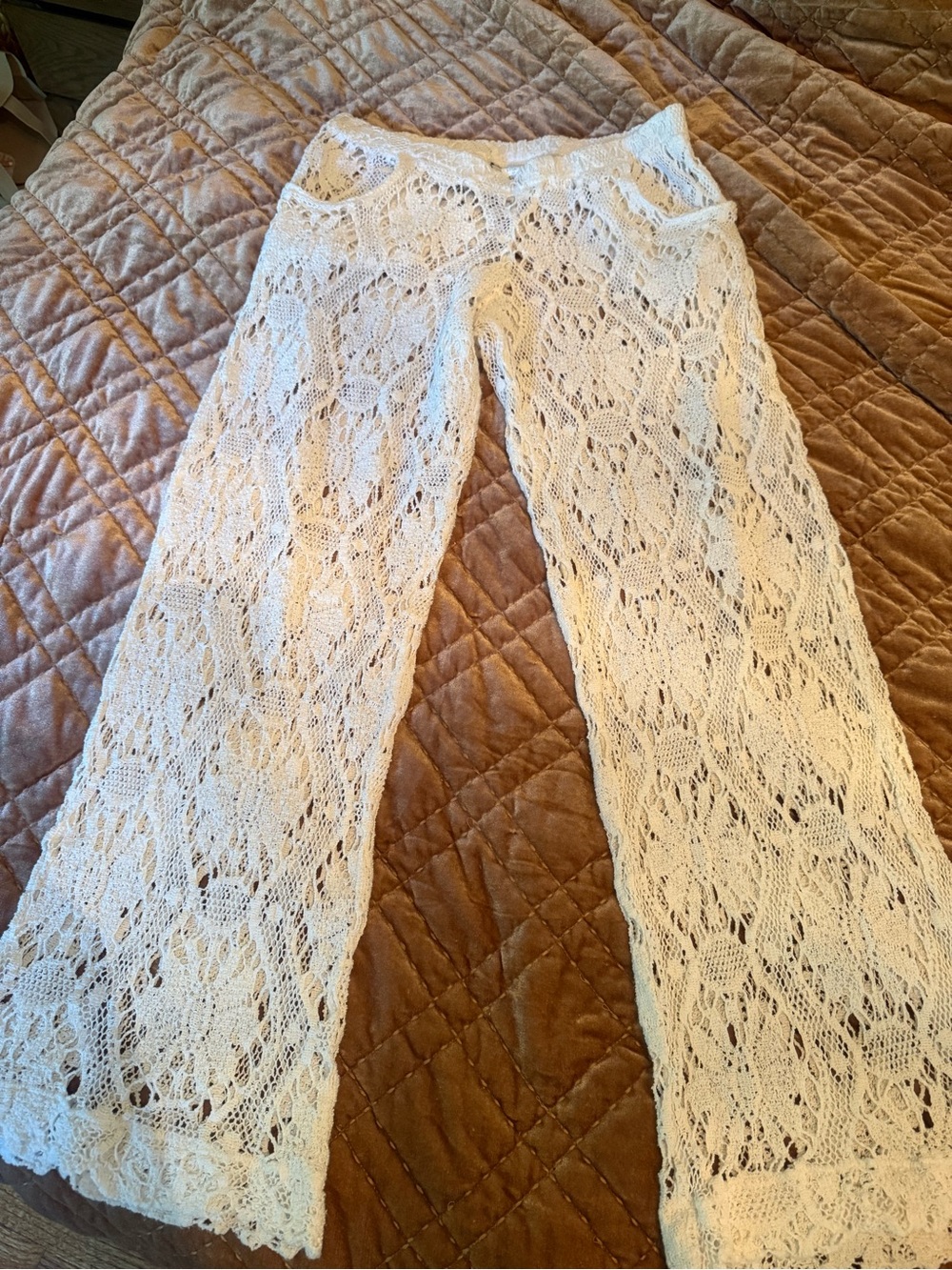 Trina Turk White Crochet Lace Pants